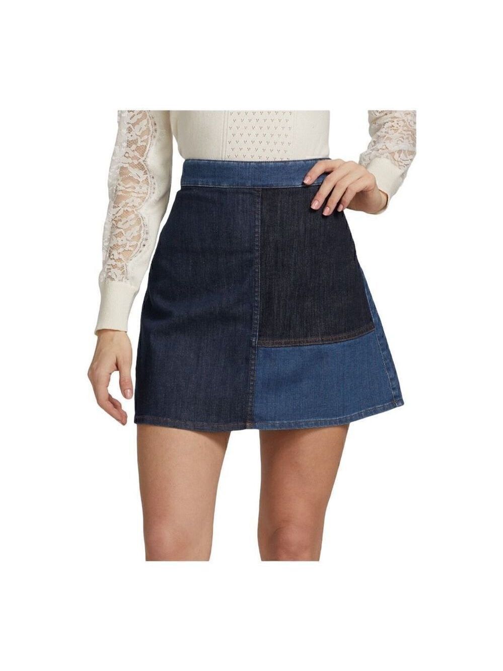 SEE BY Chloe Patchwork Denim Miniskirt Size 2 (34) NWT